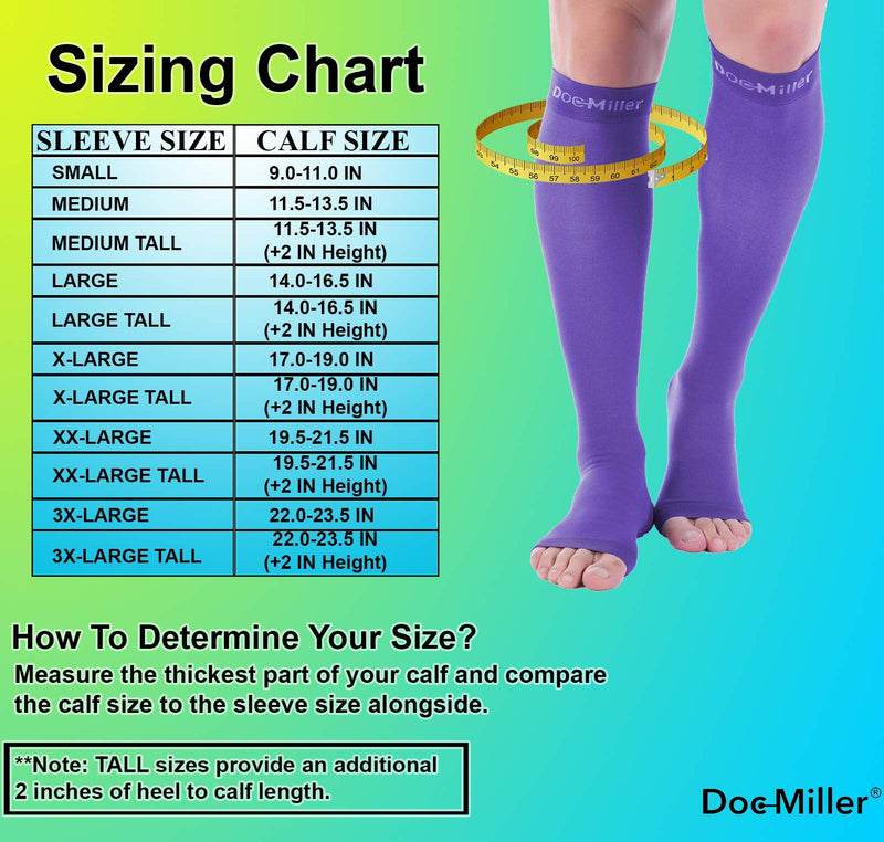 [Australia] - Doc Miller Toeless Compression Socks Women Men - 1 Pair 20-30mmHg, Recovery from Shin Splints, Joints Inflammation 3x-Large Tall Violet 