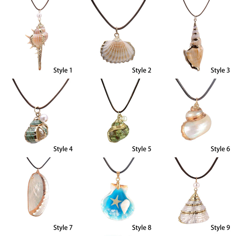 [Australia] - FM FM42 Natural Seashell Shell Scallop Conch Pendant Necklace with 27" Long Rope Chain (25 Styles) Style 11 