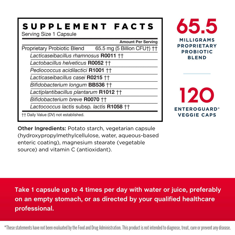 [Australia] - Jarrow Formulas Jarro-Dophilus EPS - 5 Billion Viable Organisms Per Serving - 120 Enteric Coated Veggie Caps - Multi-Strain Probiotic - Intestinal & Immune Health - Up to 120 Servings 5 Billion CFU 120 Count (Pack of 1) 
