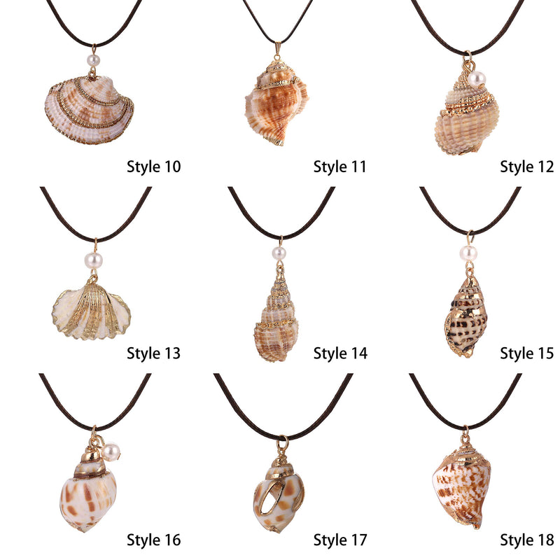 [Australia] - FM FM42 Natural Seashell Shell Scallop Conch Pendant Necklace with 27" Long Rope Chain (25 Styles) Style 11 