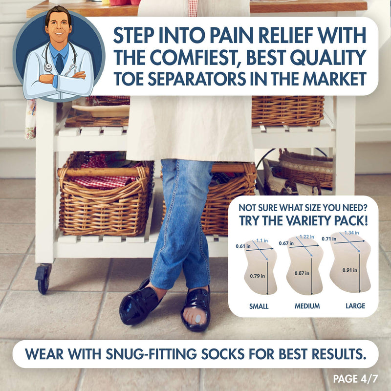 [Australia] - Dr. Frederick's Original Gel Toe Separators - Bunion Pain Relief for Men & Women - 6 Pieces - Medium Medium (6 Count) 