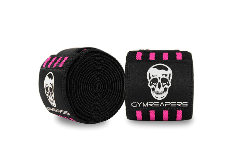 [Australia] - Knee Wraps (Pair) With Strap for Squats, Weightlifting, Powerlifting, Leg Press, and Cross Training - Flexible 72 inch Knee Wraps for Squatting - For Men & Women Pink 