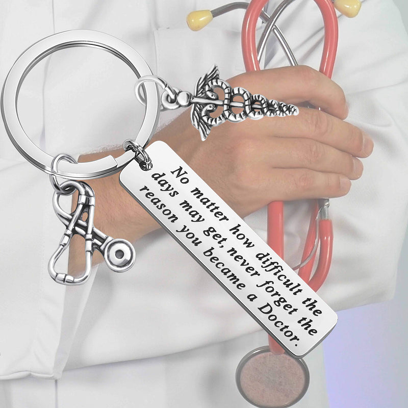 [Australia] - Doctor Gift Doctor Keychain Caduceus Charm Medical Doctor Jewelry Gifts for Graduation Birthday Christmas silver 