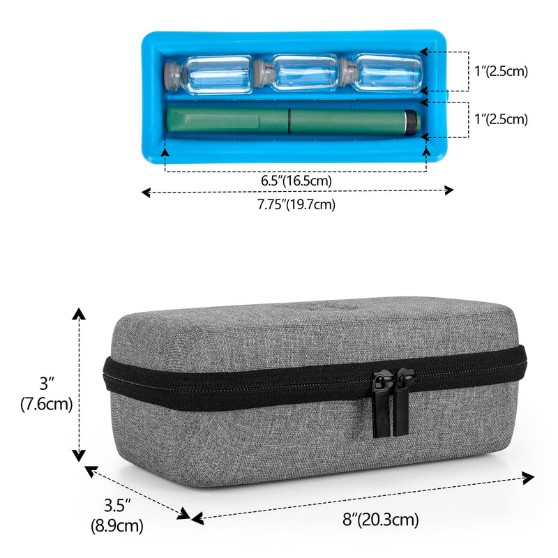 [Australia] - Damero Insulin Cooler Travel Case, Insulin Pen Case Medical Cooler Bag Protector with Ice Pack for Diabetics and Other Supplies, Gray Grey 