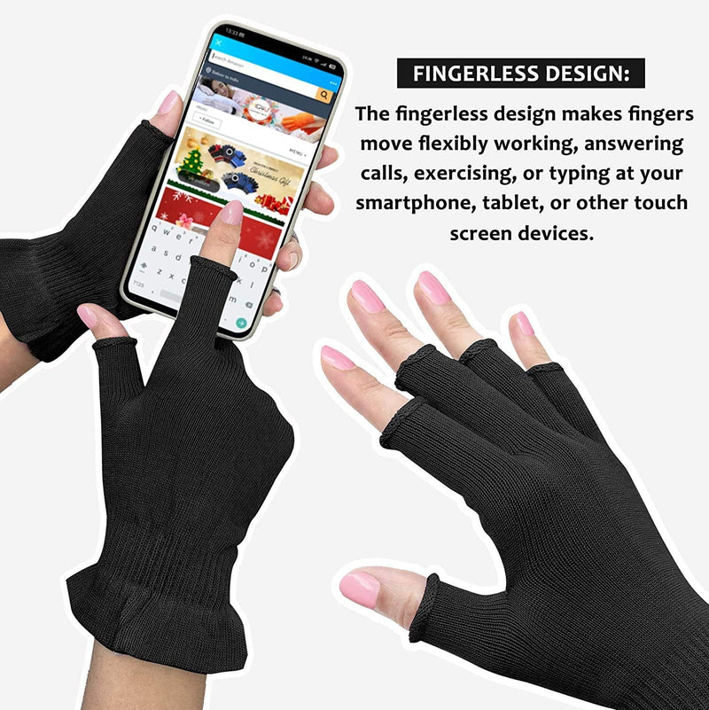 [Australia] - MIG4U Fingerless Moisturizing Beauty Gloves Half Finger Touchscreen Glove for SPA, Eczema, Dry Hands, Cosmetic Treatment, Summer Sun UV Protection Black 1pair S/M black-1 pair 