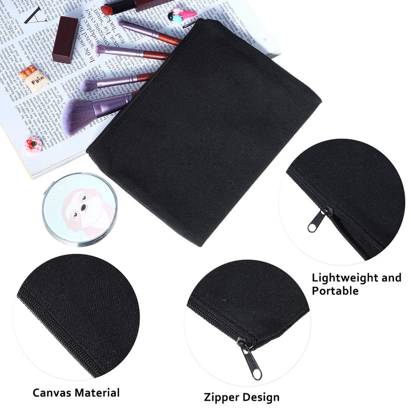 [Australia] - 16 Pack Multi-Purpose Cosmetics Bag with Zipper Canvas Makeup Pouches Travel Toiletry Bag Pen Pencil Bag Blank DIY Craft Bag (M, Black) Medium 