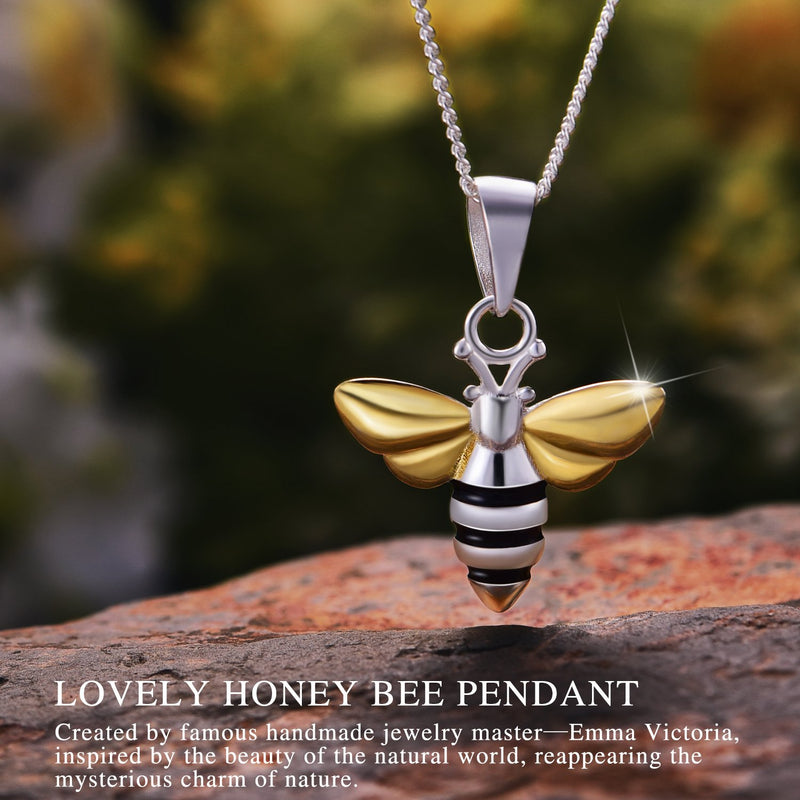 [Australia] - Lotus Fun S925 Sterling Silver Necklace Pendant Lovely Honeybee Pendant with Necklaces Link Chain length 17inches, Handmade Unique Jewelry Gift for Women and Girls 