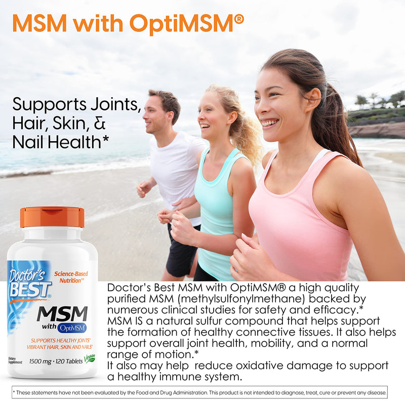 [Australia] - Doctor's Best MSM with OptiMSM, Non-GMO, Gluten Free, Joint Support, 1500 mg, 120 Tablets (DRB-00097) 