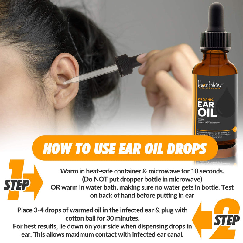 [Australia] - Organic Ear Oil for Ear Infections - Natural Eardrops for Infection Prevention, Swimmer's Ear & Wax Removal - Kids, Adults, Baby, Dog Earache Remedy - with Mullein, Garlic, Calendula, Made in USA 