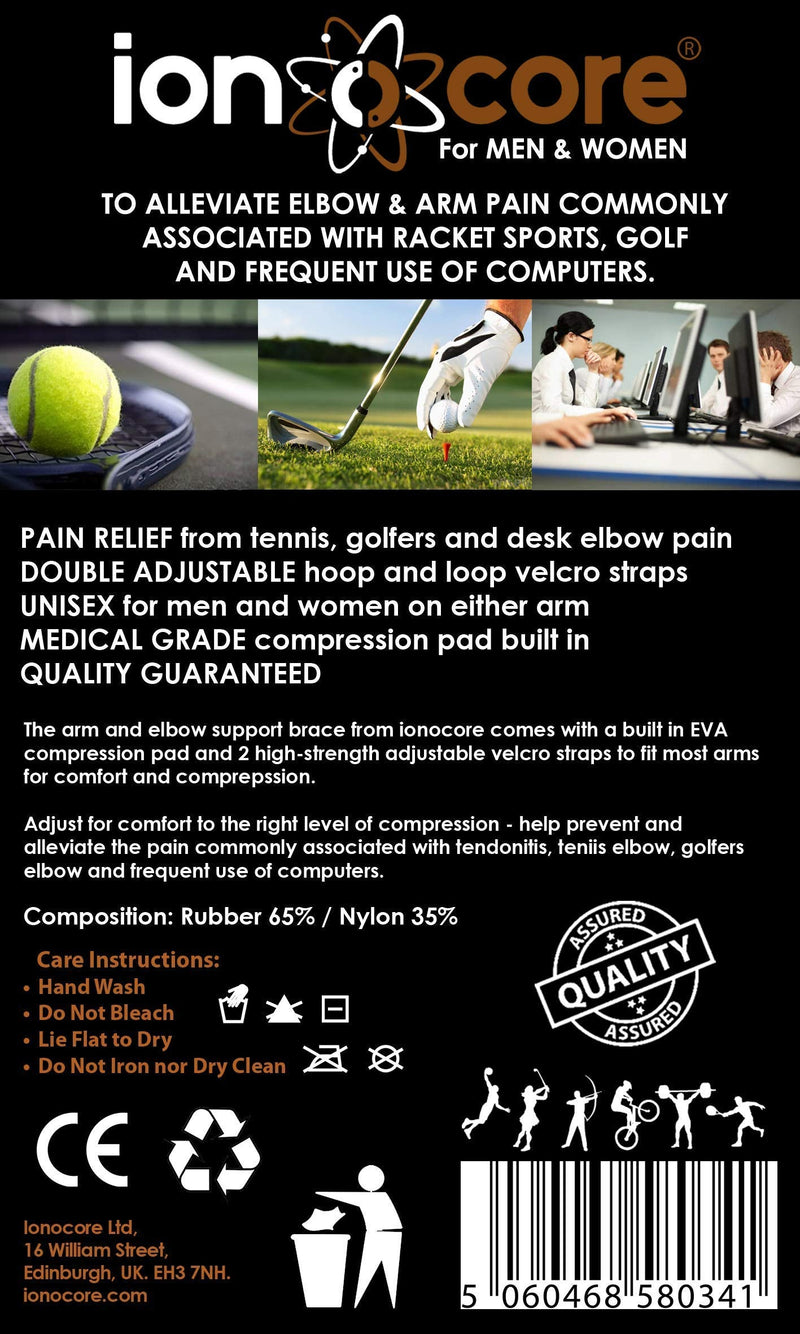 [Australia] - Ionocore Tennis Elbow Strap | Elbow Support for Men & Women | Arm Support for Tennis Elbow, Golfers Elbow, Pain Relief | Elbow Brace with EVA Compression Pad | Adjustable Tennis Elbow Support 1 