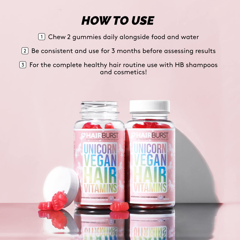 [Australia] - Chewable Vegan Hair Vitamins - Hair Vitamins for Growth and Hair Loss – Hair Supplements for Both Men and Woman - Biotin Hair Growth Vitamins - 1 Month Supply - 60 Gummies - by Hairburst 