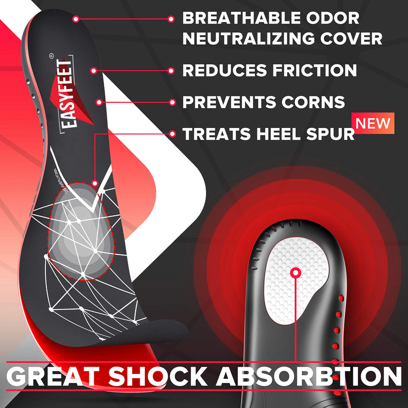 [Australia] - Plantar Fasciitis Arch Support Insoles for Men and Women Shoe Inserts - Orthotic Inserts - Flat Feet Foot - Running Athletic Gel Shoe Insoles - Orthotic Insoles for Arch Pain High Arch - Boot Insoles Black (XS) W 5-7 