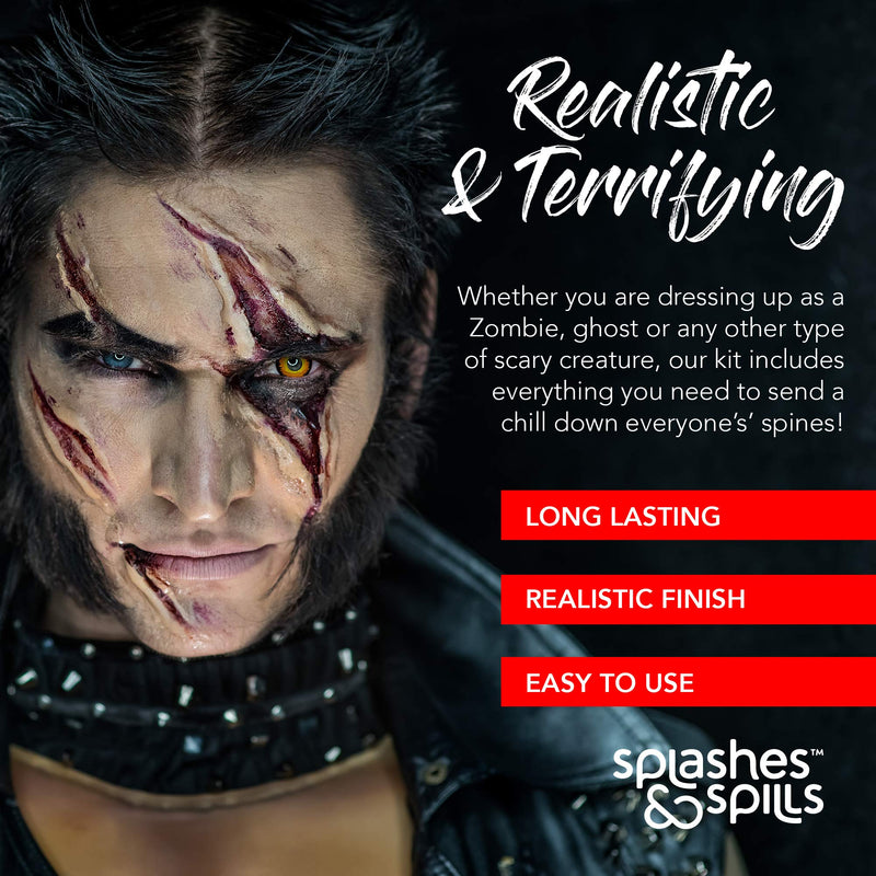 [Australia] - Horror SFX Kit for Halloween makeup– Full set of 6 includes Liquid Latex, Fake Blood, Glow in the Dark Face & Body Paint, plus White, Black and Red Face & Body Paint 