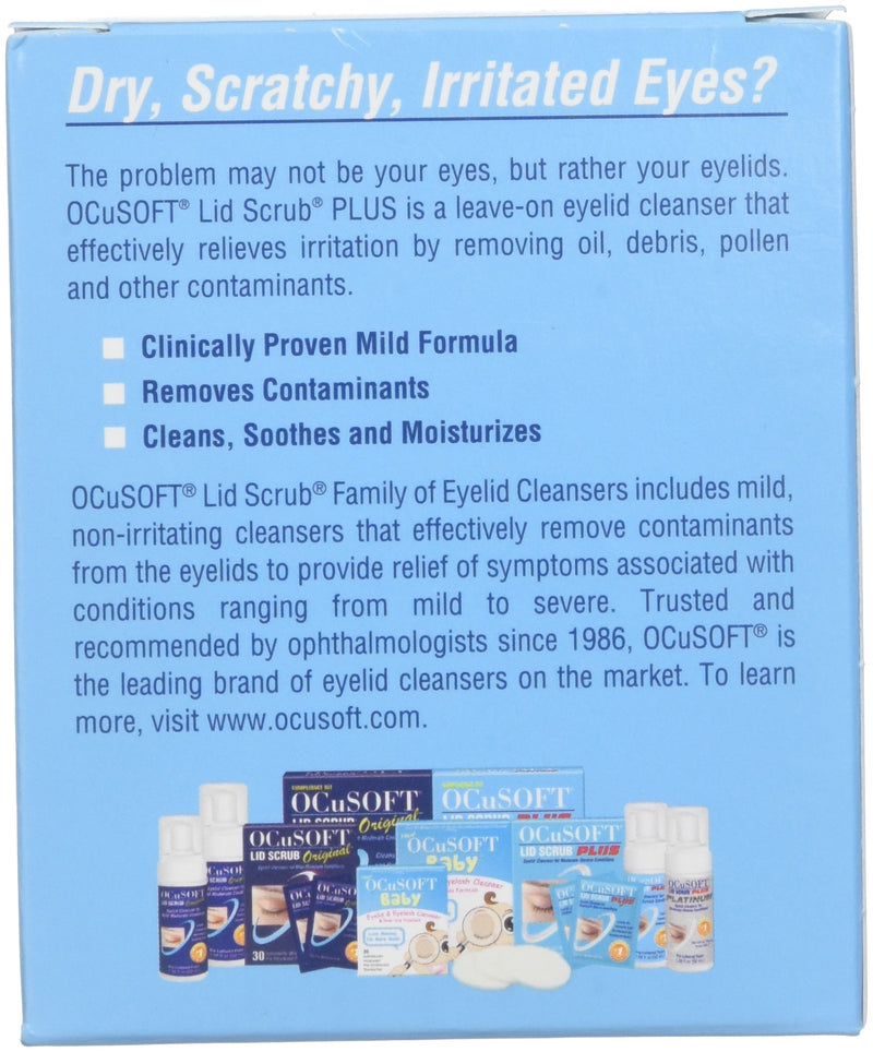 [Australia] - OCuSOFT Lid Scrub Plus, Pre-Moistened Pads, Individually Wrapped, 30 Count (Pack of 2) 