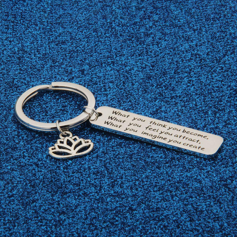 [Australia] - WUSUANED Buddhist Inspirational Quote Keychain What You Think You Become Buddha Jewelry Inspirational Gift 