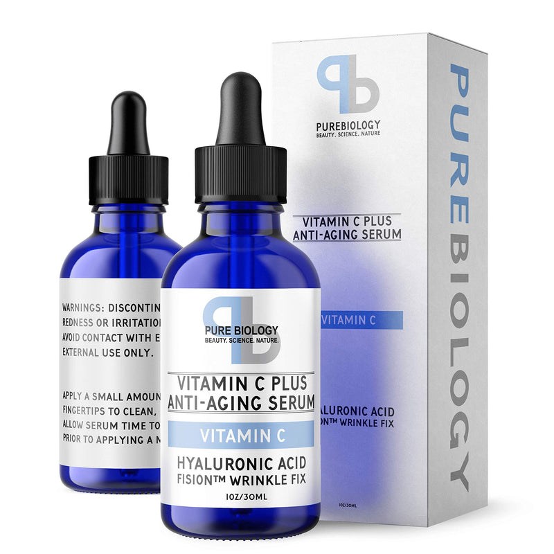 [Australia] - Pure Biology"C+" Vitamin C Serum (30%) with Hyaluronic Acid, Witch Hazel, Vitamin E & Breakthrough Anti Aging, Anti Wrinkle Complex Correct Dark Spots, Acne Scars Men & Women 