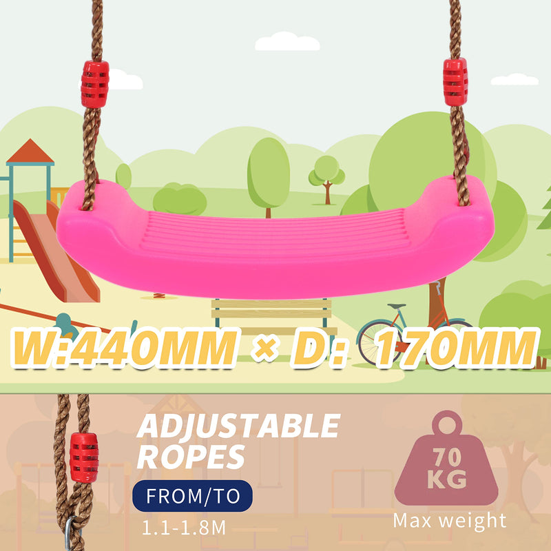 [Australia] - SILVER VALLEY Deluxe Garden Swing Seat for Children Kids with Adjustable Reinforced Ropes Ideal for Swing Sets and Climbing Frames (Pink) Pink 