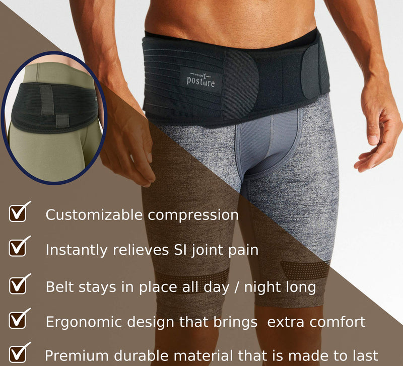 [Australia] - Vriksasana Si Belt for Men and Women That Treat Sciatica, Including Pelvic, Back and Leg Pain Nerve Pain, Stabilize Sacroiliac Joint | Trochanter Brace | Anti-Slip and Pilling-Resistant (REGULAR SIZE) Regular 