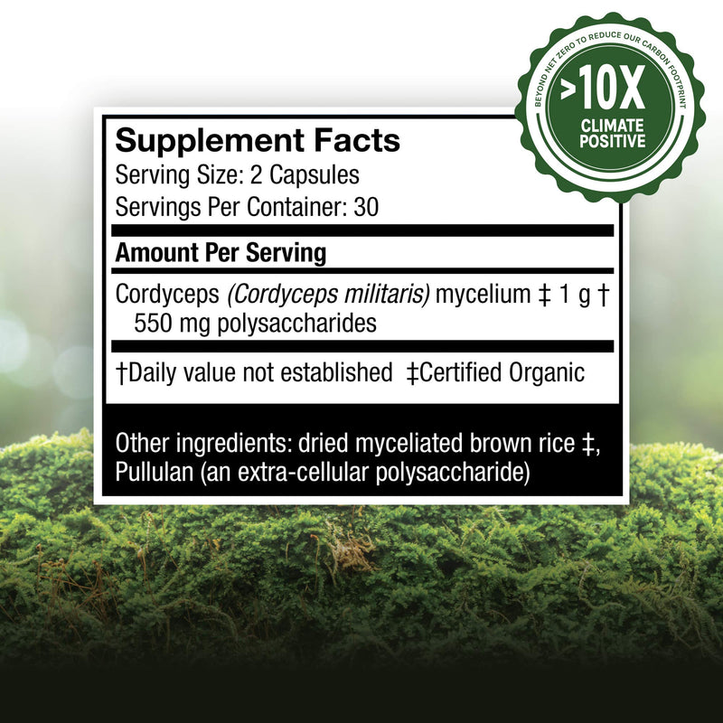 [Australia] - Host Defense, Cordyceps Capsules, Energy and Stamina Support, Daily Dietary Supplement, USDA Organic, 60 Vegetarian Capsules (30 Servings) 60 Count (Pack of 1) Standard Packaging 