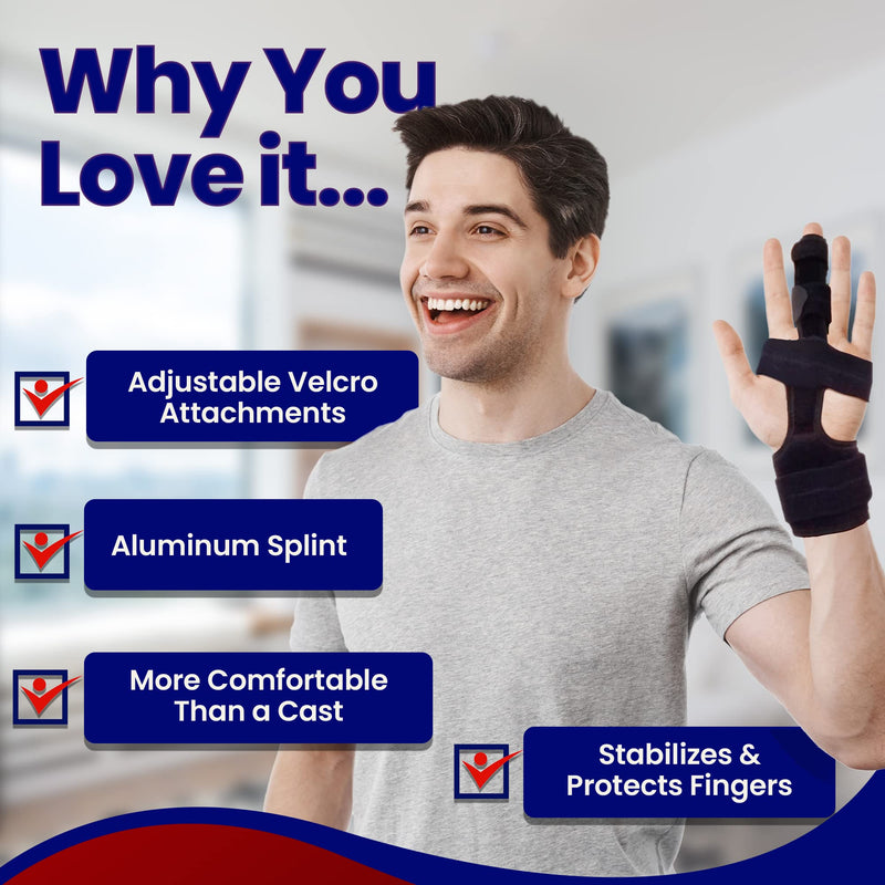 [Australia] - Trigger Finger Splint Finger Brace – Comfortable Finger Splints for Broken Fingers. Adjustable Aluminium Finger Straighter for Bent Mallet or Arthritic Finger Joints. Fits All Fingers (Large) Large (Pack of 1) 