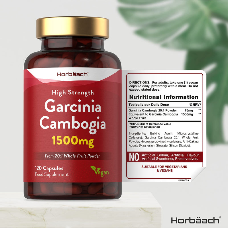 [Australia] - Garcinia Cambogia 1500mg | 120 Vegan Capsules | Whole Fruit Powder | Premium Quality Supplement | No Artificial Preservatives | by Horbaach 