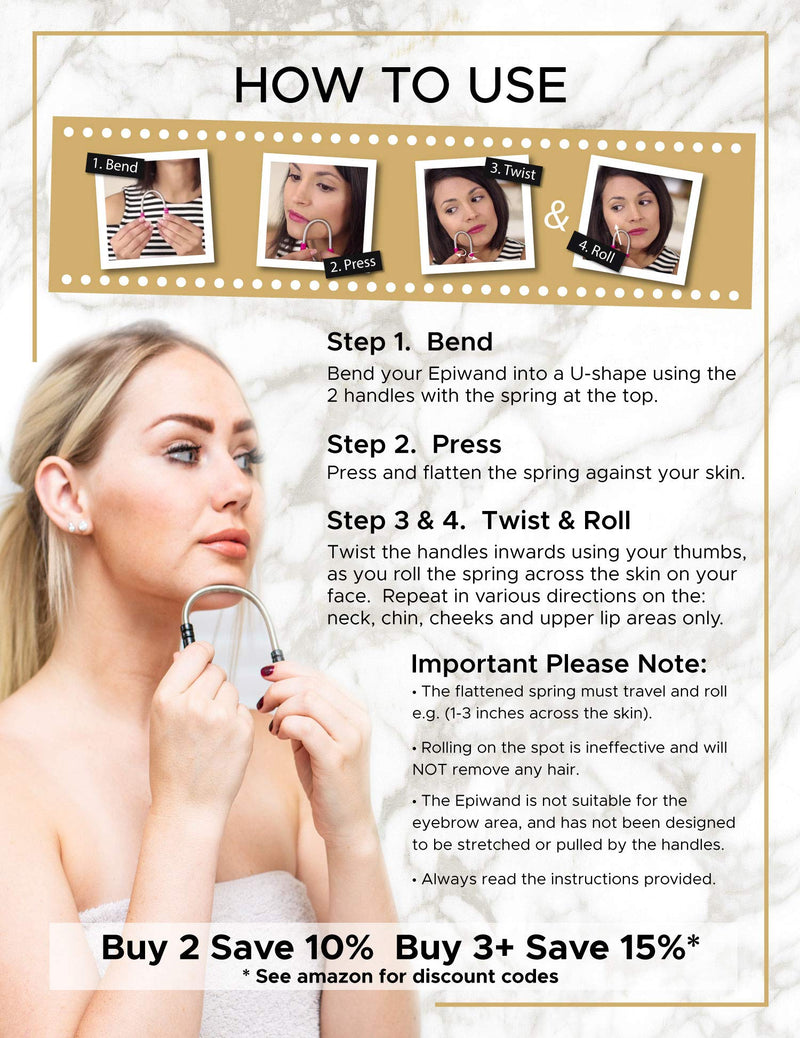 [Australia] - Epiwand Facial Hair Remover Spring Threading Tool - Our Women’s Facial Epilator Coil Removes Peach Fuzz, Chin, Cheek, Neck, Mustache and Upper Lip Hair Quickly - Includes Instructions and Gift Box 