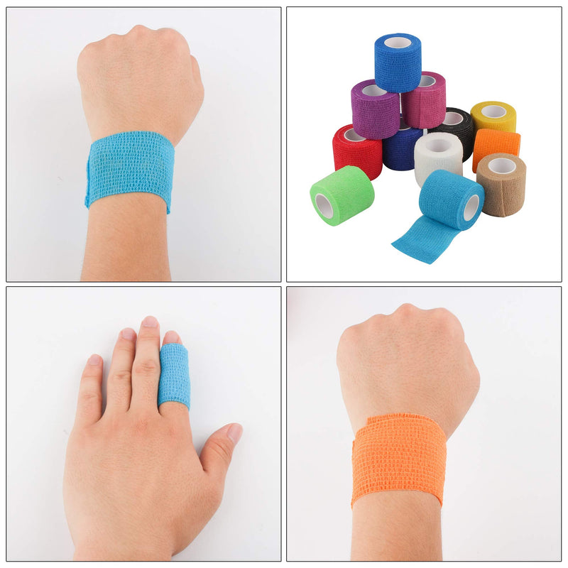 [Australia] - Mooerca 12 Pack Self Adherent Cohesive Wrap Bandages 2 Inches X 5 Yards, First Aid Tape, Elastic Self Adhesive Tape, Athletic, Sports wrap Tape, Bandage Wrap for Sports, Wrist, Ankle (Rainbow) 