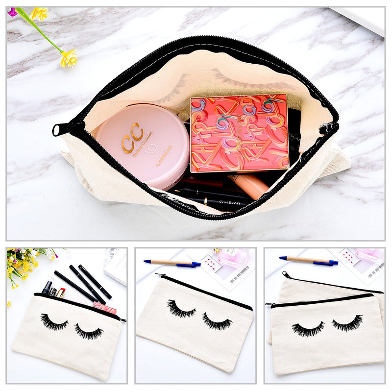 [Australia] - 10 Pieces Eyelash Makeup Bags Cosmetic Bags Travel Make up Pouches with Zipper for Women Girls (White) 