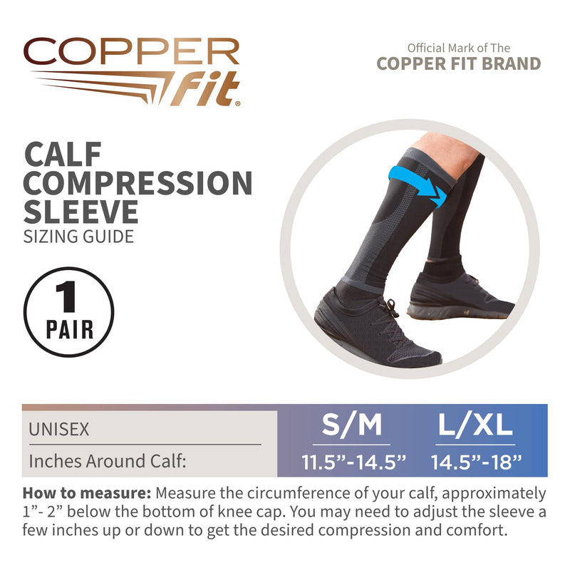 [Australia] - Copper Fit Unisex Calf Compression Sleeves Large/X-Large 