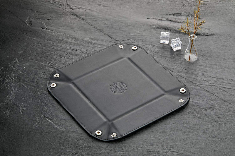 [Australia] - OARIE Men Valet Tray,Jewelry Tray Key PU Leather Valet Tray Box, Fully PU Leather Storage Tray(Black) Black_S 