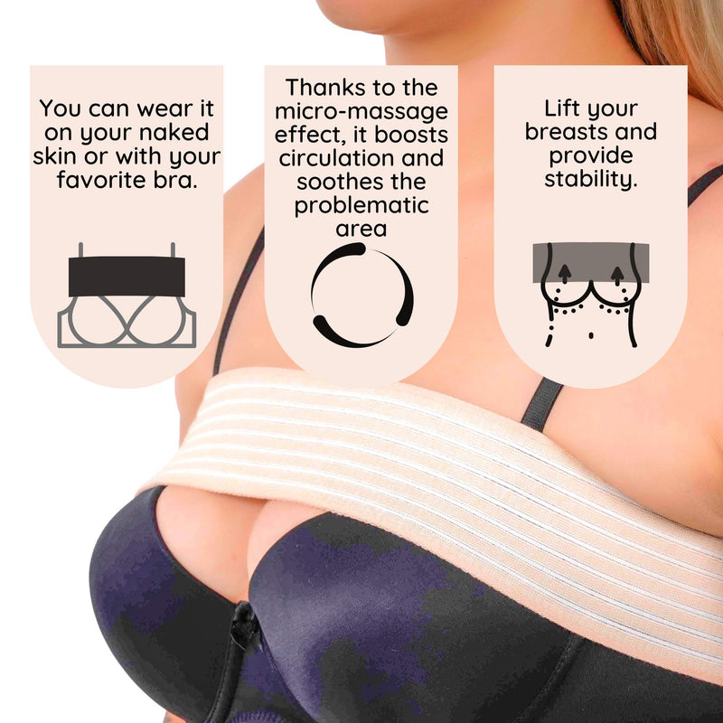 [Australia] - Post Surgery Breast Implant Stabilizer and Compression Band, Breast Augmentation and Reduction Strap, Chest Belt, Sports Bra Support Strap Bandage, One Size Fits All (Beige) Beige 