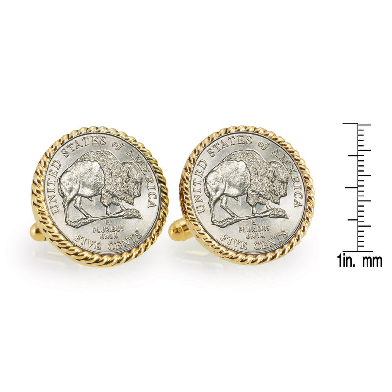 [Australia] - American Coin Treasures 2005 Bison Nickel Rope Bezel Cuff Links Gold 