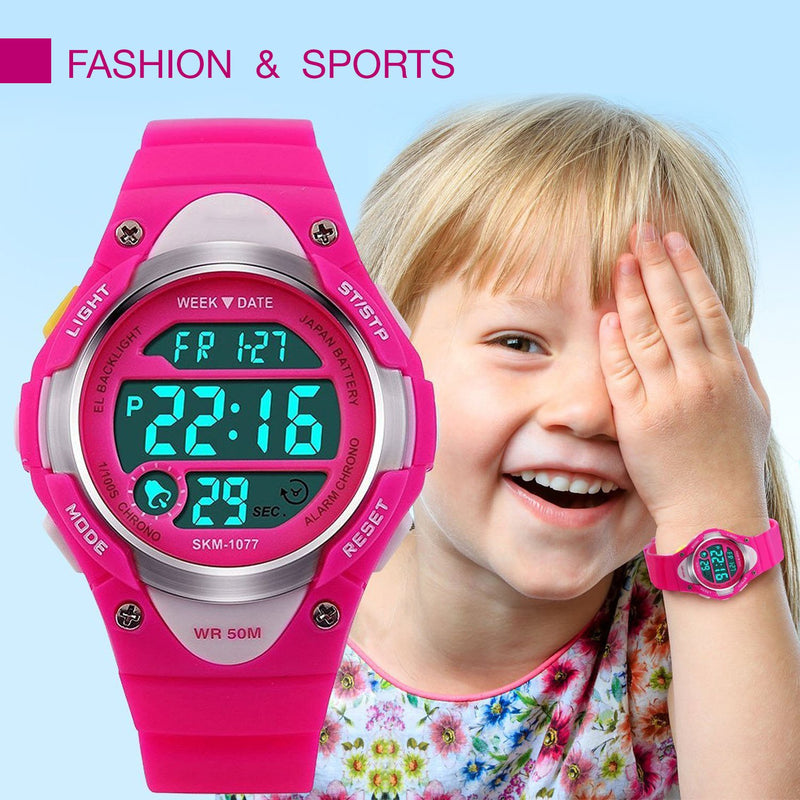 [Australia] - Boys Girls Sport Digital Watch, Kids Outdoor Waterproof Electronic Watches with LED Alarm Stopwatch Red 
