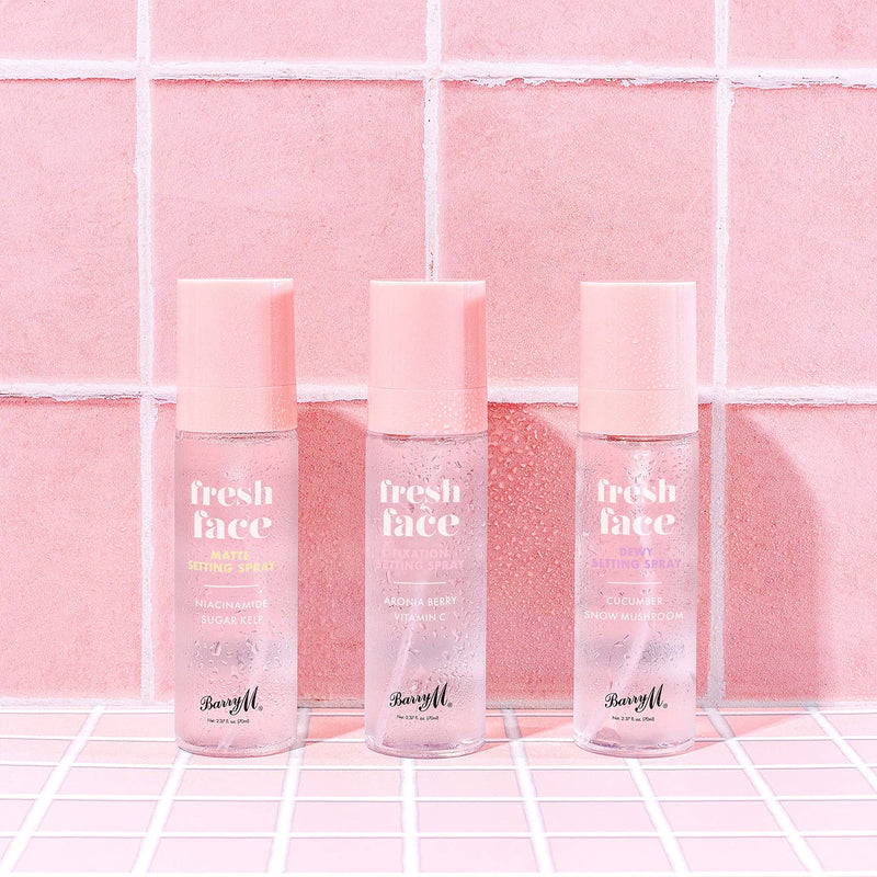 [Australia] - Barry M Fresh Face Dewy Finish Setting Spray, Long-lasting, Formulated with Hydrating Cucumber Extract and Moisturising Snow Mushroom, Clear 