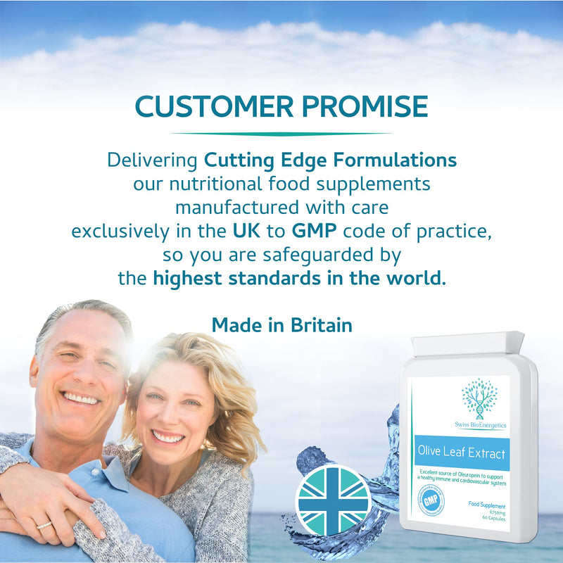 [Australia] - Olive Leaf Extract 6750mg Whole Leaf Equivalent - 60 Capsules - Containing 20% Active Oleuropein - Non GMO - Made in The UK 