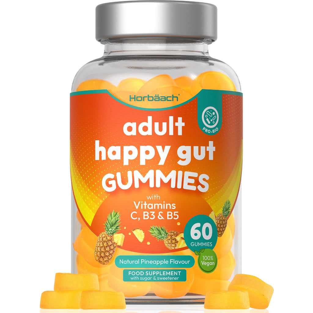 [Australia] - Probiotic Gummies | 2.25 Billion CFUs | Immune Support, Gut, Digestion & Energy | Multi-Strain: Lactobacillus casei + Vitamins C, B3, B5, B6 | Tropical Flavour | for Men & Women 