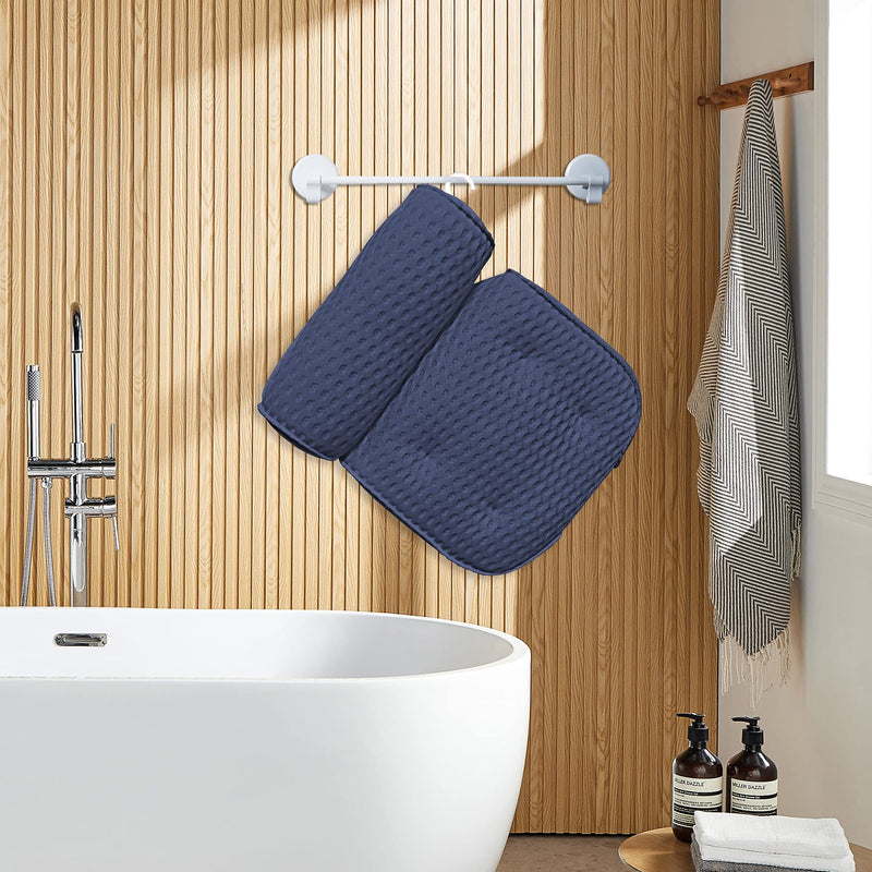 [Australia] - AEROiVi Bathtub Pillow Headrest Bath Pillows for Tub Neck and Back Support with Non Slip Suction Cups Spa Bath Cushion Dark Blue denim 