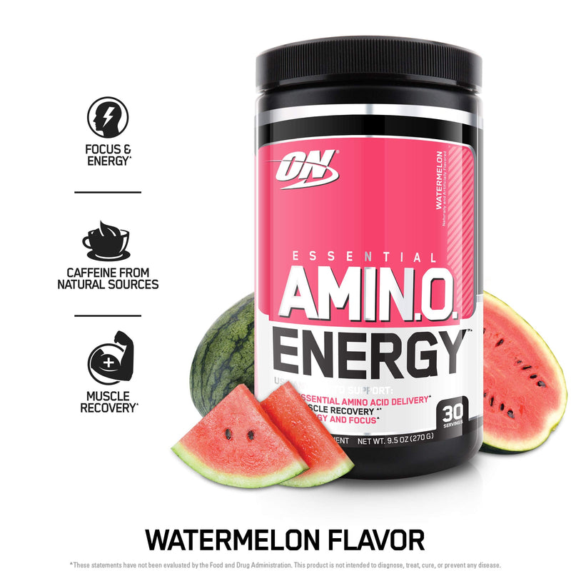 [Australia] - Optimum Nutrition Amino Energy - Pre Workout with Green Tea, BCAA, Amino Acids, Keto Friendly, Green Coffee Extract, Energy Powder - Watermelon, 30 Servings 30 Servings (Pack of 1) 