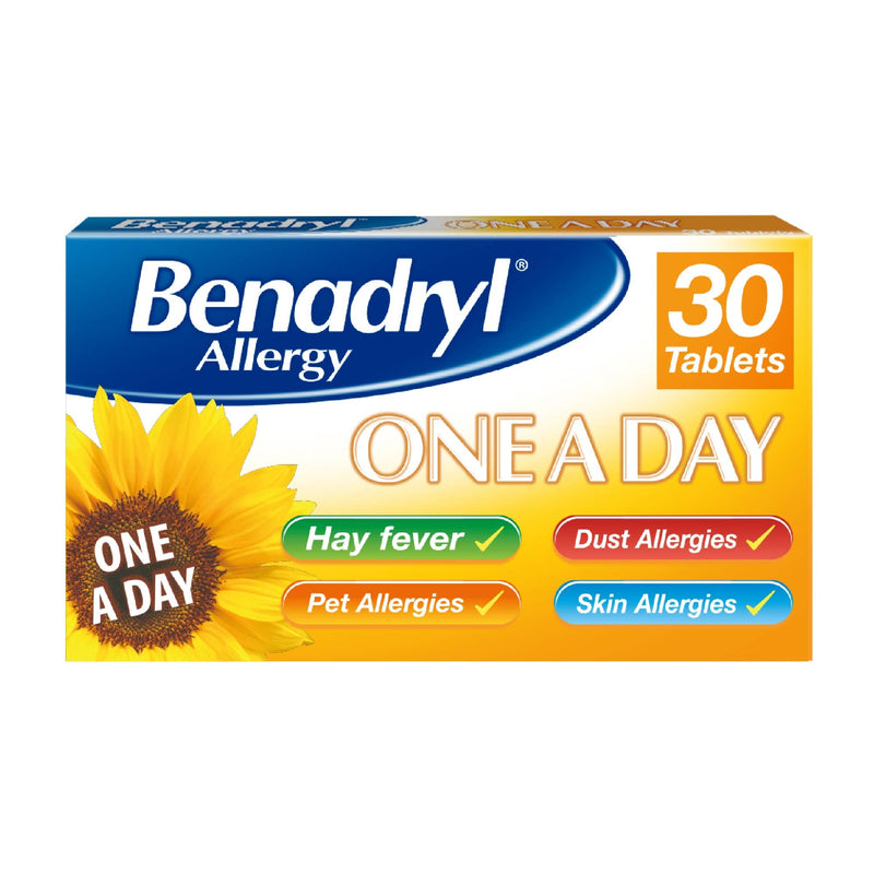 [Australia] - Benadryl Allergy One a Day 10 mg Tablets - Effective and Long-Lasting Relief from Hay Fever, Pet, Skin and Dust Allergies - 30 Count 30 Count (Pack of 1) 
