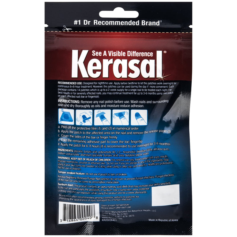 [Australia] - Kerasal Fungal Nail Renewal Nighttime Nail Patches, Restores Appearance of Discolored or Damaged Nails, 14 Count Nighttime Renewal 14 Count (Pack of 1) 