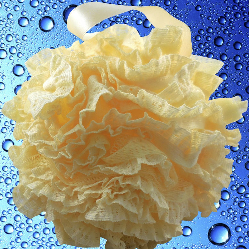 [Australia] - Loofah-Bath-Sponge Lace-Mesh-Set >> 2-Scrubs-in-1 by Shower Bouquet: Large Full 60g Pouf (4 Pack Spa Colors) Body Luffa Loofa Loufa Puff - Exfoliate, Cleanse Skin with Luxurious Bathing Accessories 