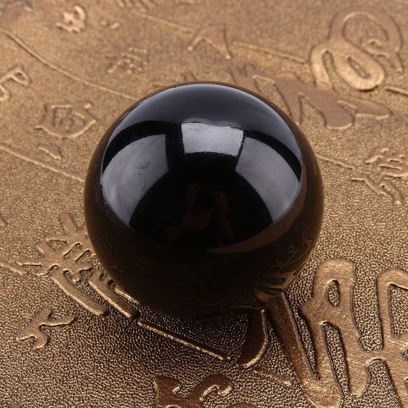 [Australia] - Hztyyier 40mm Natural Crystal Ball, Black Obsidian Crystal Ball Decorative Ball Fortune Telling Ball with Wooden Stand 