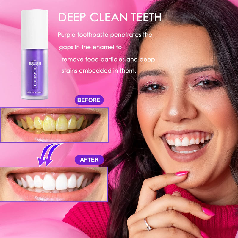 [Australia] - Purple Toothpaste for Teeth Whitening, Purple Tooth Whitening Toothpaste Gel Stain Removal for Yellow Teeth, Purple Whitening Toothpaste Suitable for Sensitive Teeth and Teeth Cleaning Toothpaste 