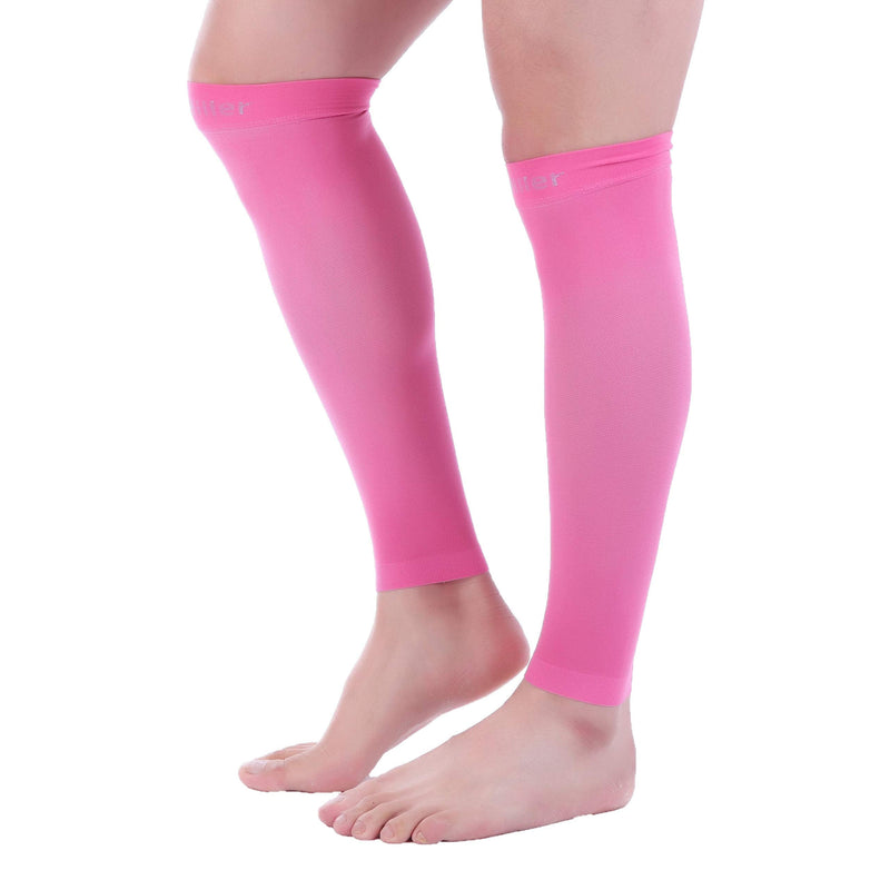 [Australia] - Doc Miller Calf Compression Sleeve Men and Women - 20-30mmHg Shin Splint Compression Sleeve Recover Varicose Veins, Torn Calf and Pain Relief - 1 Pair Calf Sleeves Pink Color - Small Size 