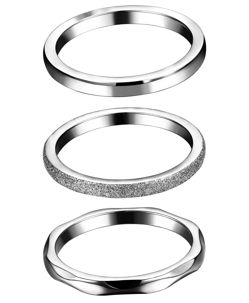 [Australia] - JOERICA 3Pcs 2mm Stainless Steel Women's Stackable Eternity Ring Band Engagement Wedding Ring Set 4-9 stainless-steel, silver tone 5 