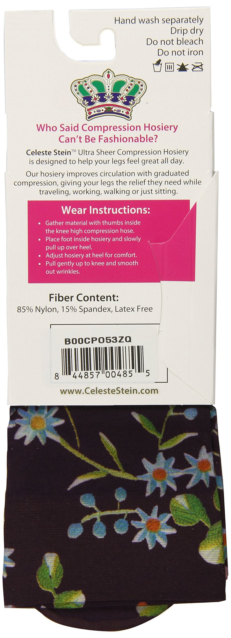 [Australia] - Celeste Stein Therapeutic Compression Socks, Black Fredrick's Dynasty, 15-20 mmhg, 1-Pair 