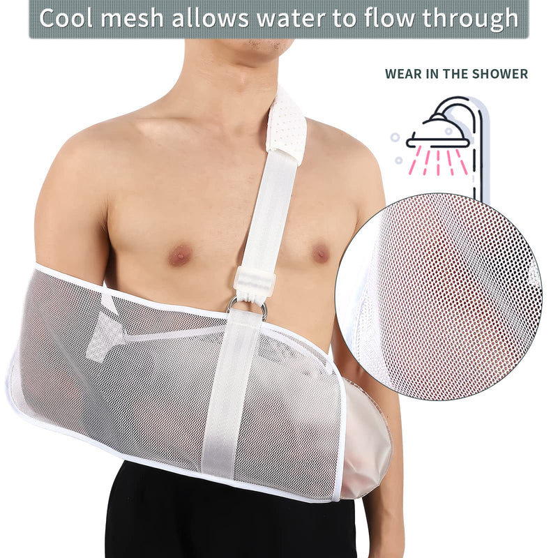 [Australia] - Breathable Mesh Arm Sling for Shower, Arm Sling Shoulder Immobilizer Rotator Cuff Wrist Elbow Forearm Support Brace, Arm Sling Elbow Support - Left and Right Arm for Men and Women, Adjustable Immobilizer for Shower, Stabilizer for Elbow, Dislocation 
