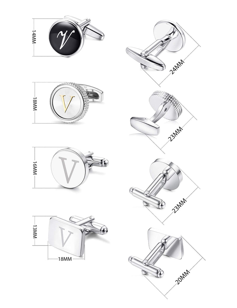 [Australia] - LOYALLOOK 4Pairs Men's Initial Letter Shirts Cufflinks Engraved Shirt Cufflink Alphabet Set Fashion Dazzle Tuxedo Cufflinks Business Wedding Father's DayGift Letter A 