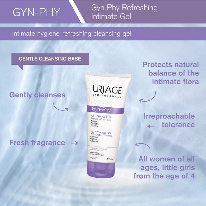 [Australia] - URIAGE Gyn Phy Refreshing Intimate Gel | Soap Free, Paraben-Free & Dermatologist Tested Feminine Wash to Gently Clean, Protect and Balance Even the Most Sensitive Skin 6.8 Fl Oz 