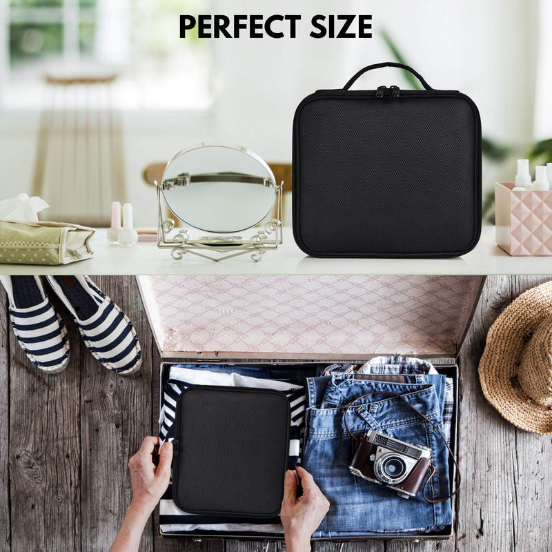 [Australia] - Travel Makeup Case Professional Cosmetic Train Cases Artist Storage Bag Make Up Tool Boxes Brushes Bags With Compartments Waterproof Detachable Vanity Organizer M Black 